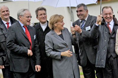 Bundeskanzlerin Dr. Angela Merkel während ihres Besuches anlässlich der Grundsteinlegung für das Tagungshaus 
